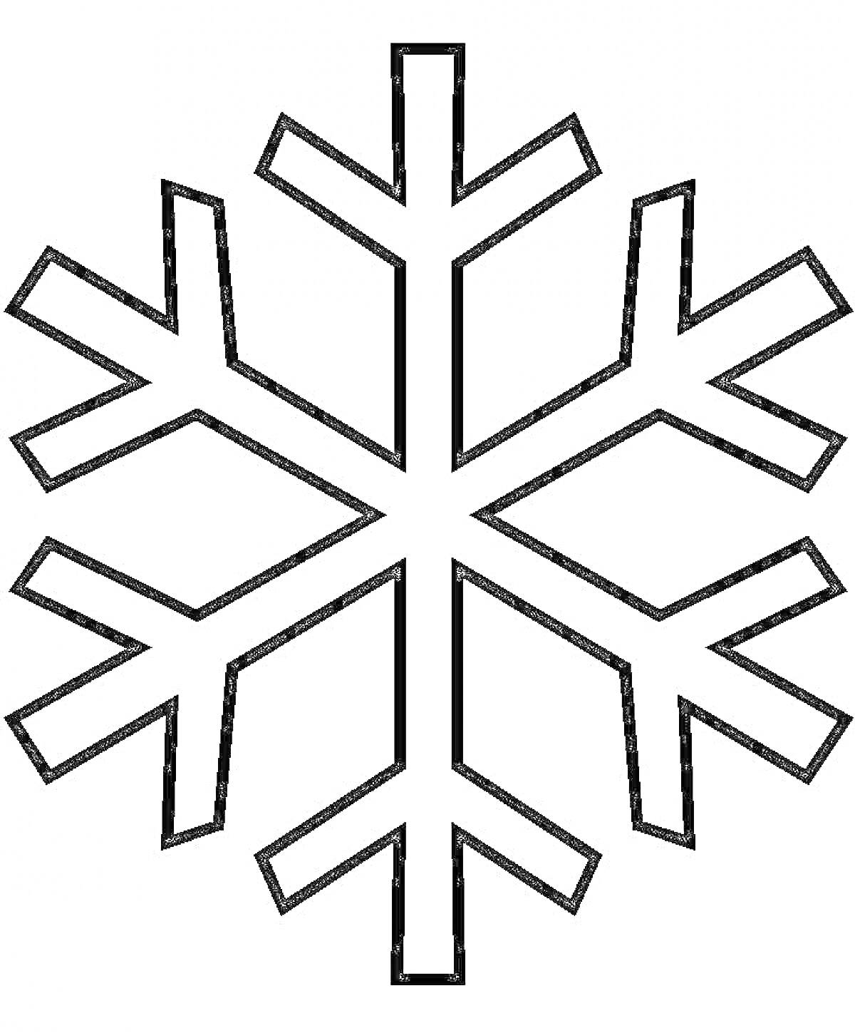 На раскраске изображено: Зима, Для детей, Снежинки, Геометрические фигуры, Контурные рисунки