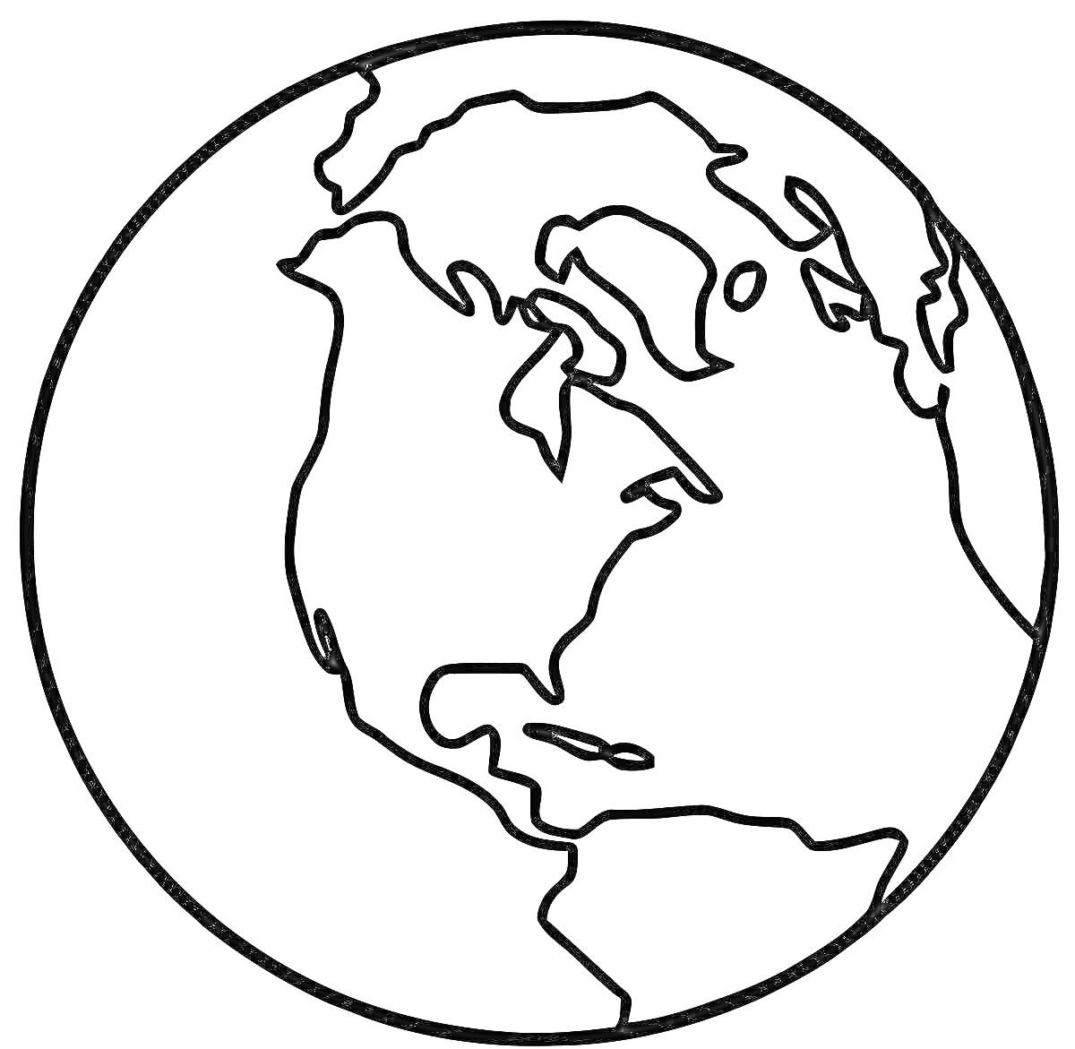 На раскраске изображено: Глобус, Карта, Северная Америка, Южная Америка, Для детей, География, Мир, Учеба, Континенты, Развитие ребенка