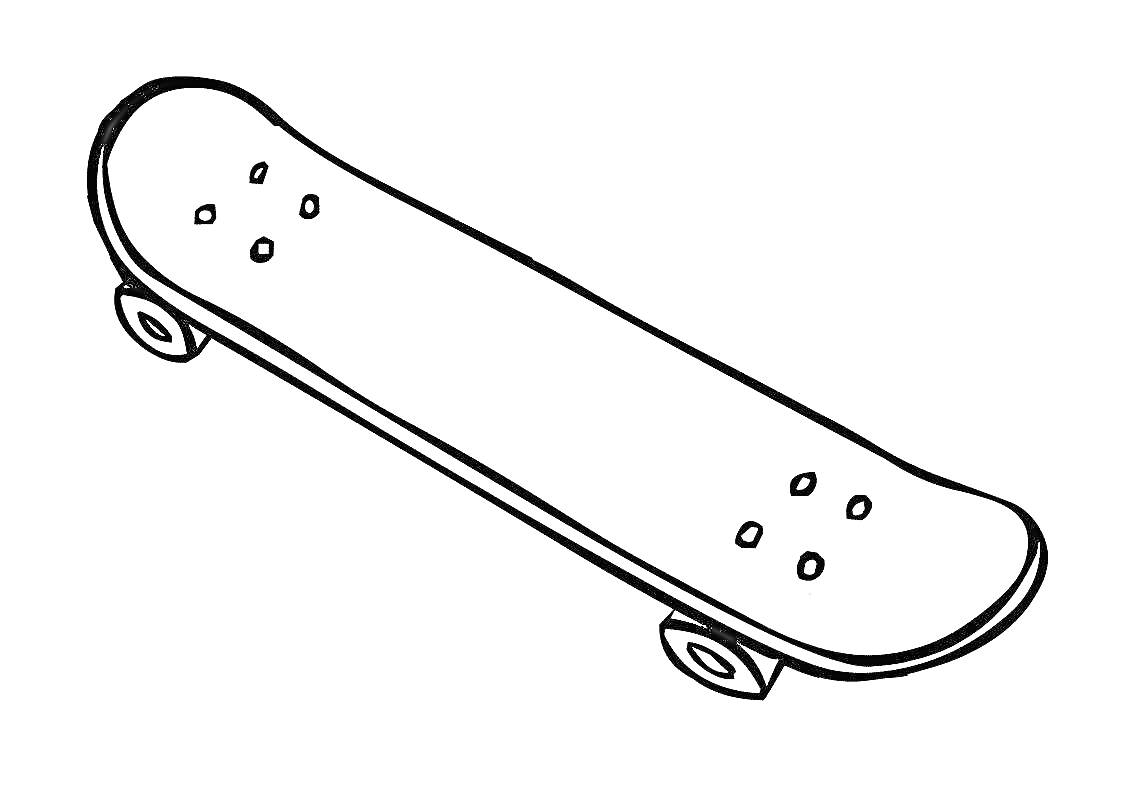 Раскраска Скейтборд с четырьмя колесами и доской