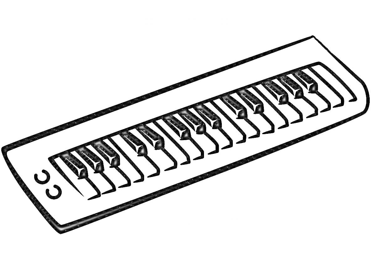 На раскраске изображено: Синтезатор, Клавиши, Кнопки, Музыкальные инструменты