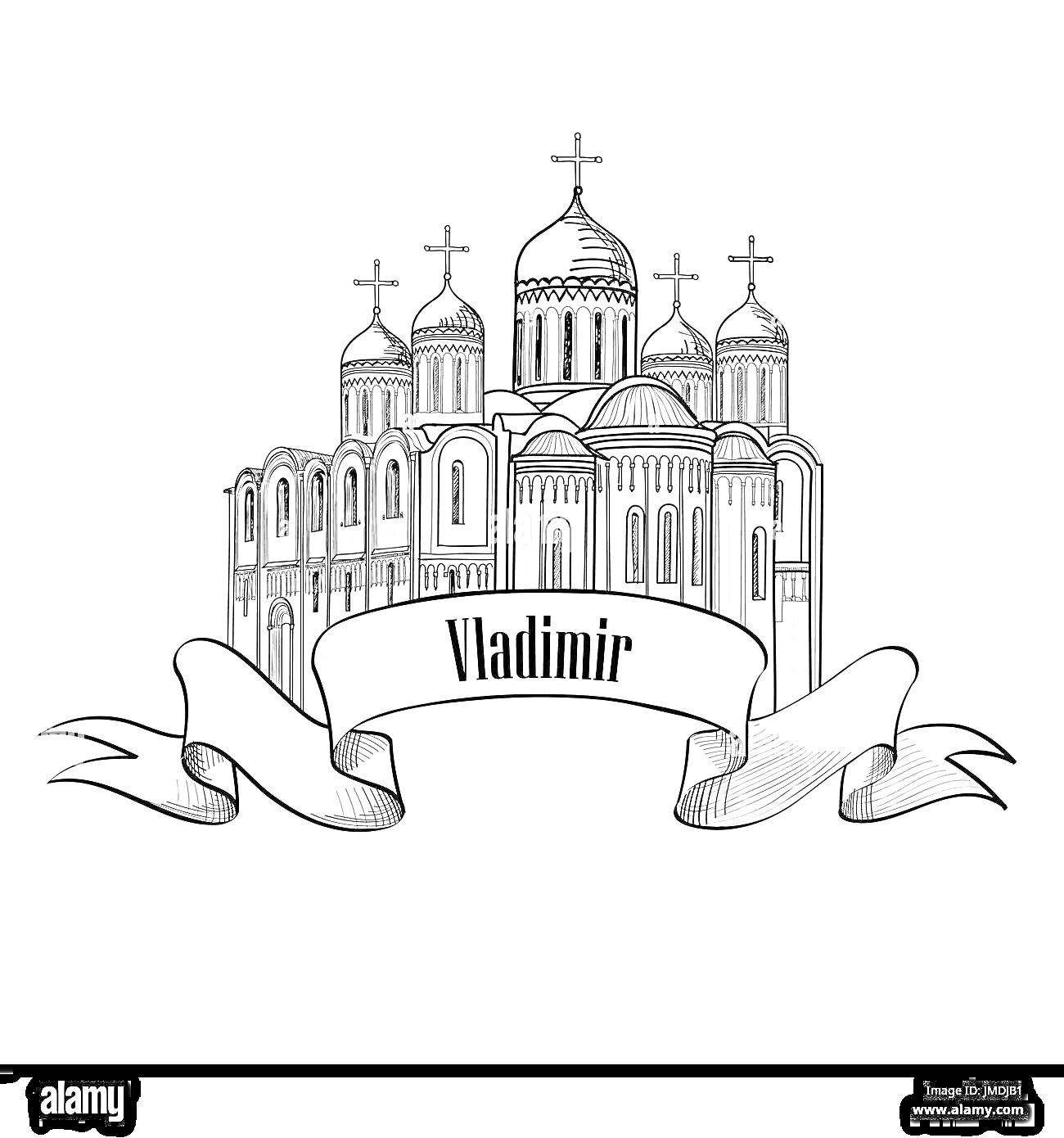 На раскраске изображено: Собор, Архитектура, Православный храм, Символ России, Культурное наследие