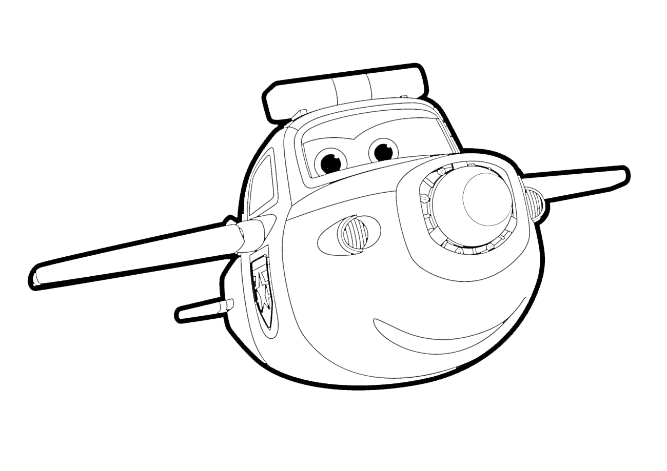 Раскраска Самолетик с большими глазами из мультфильма 