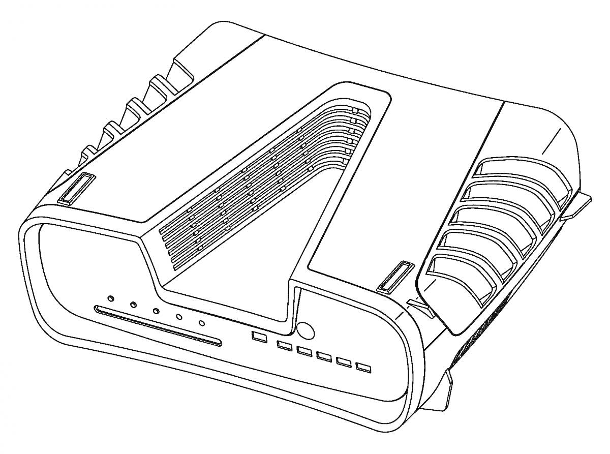 Контур плейстейшен 5 с вентиляционными решетками и кнопками на передней панели