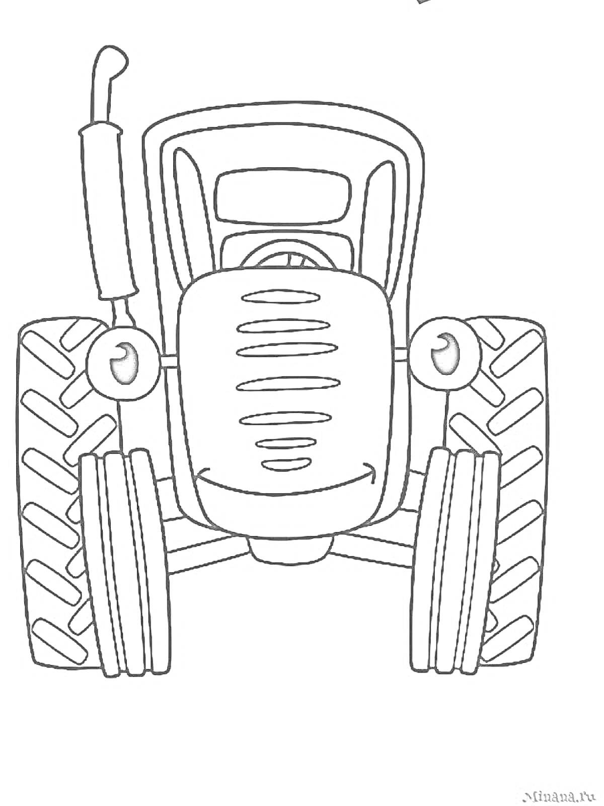 На раскраске изображено: Трактор, Синий трактор, Для детей, 2-3 года