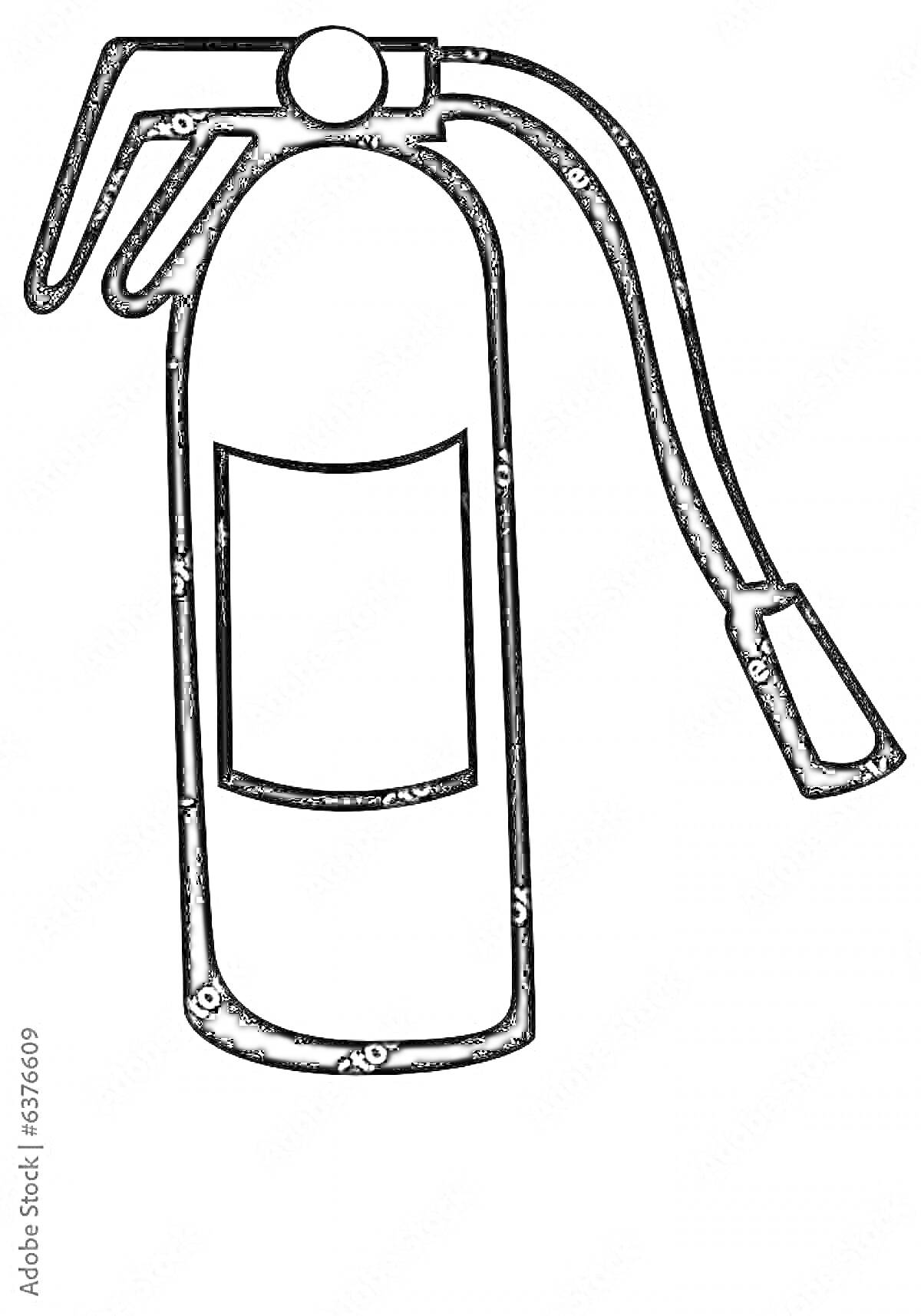 Раскраска Огнетушитель с ручкой, шлангом и соплом