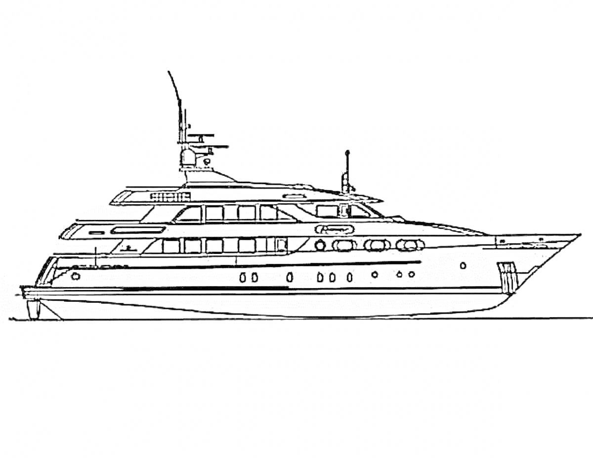 На раскраске изображено: Яхта, Водный транспорт, Судно, Море