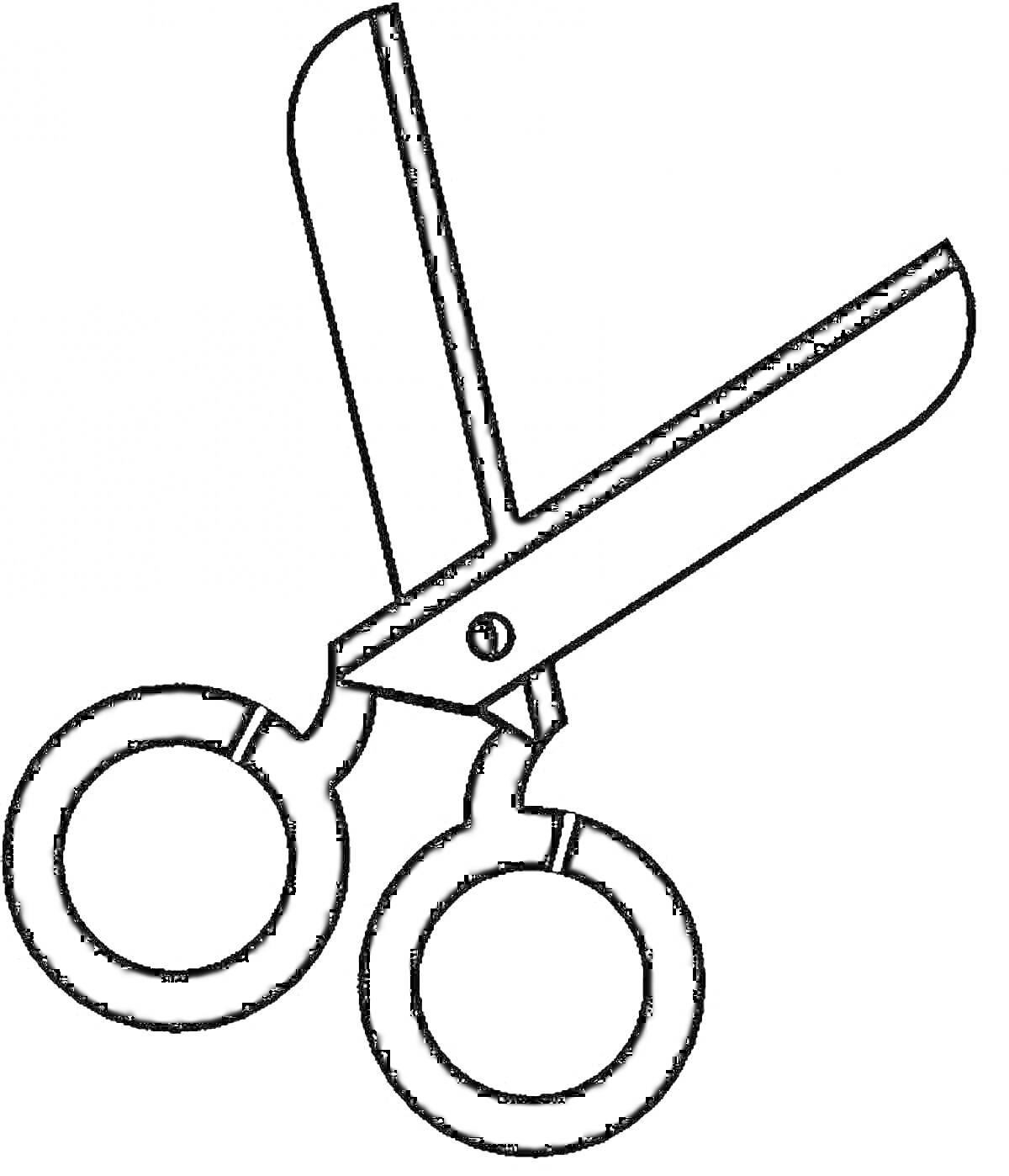 Раскраска Ножницы с двумя кольцами и лезвиями