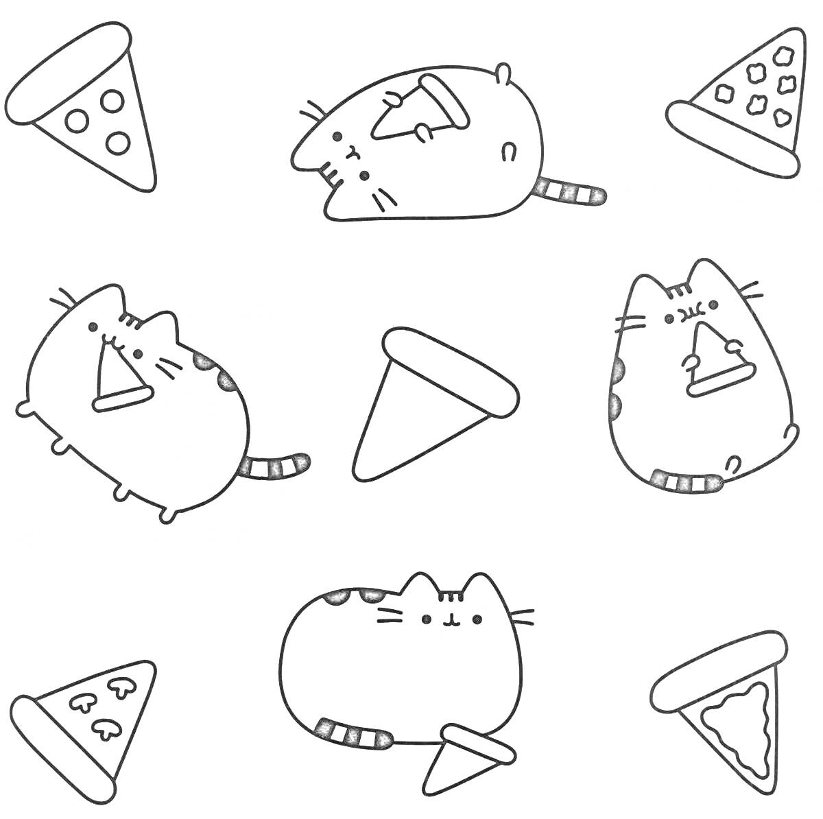 Раскраска Коты и пицца