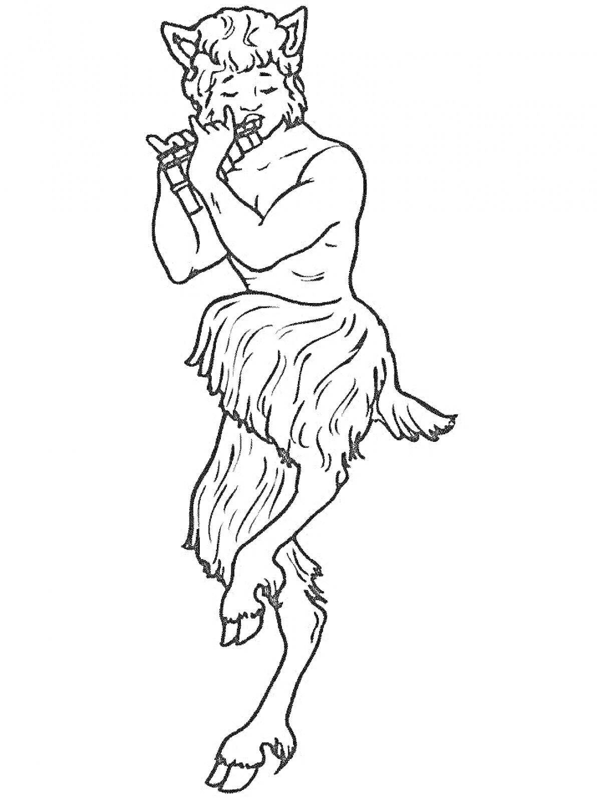 На раскраске изображено: Сатир, Древняя Греция, Флейта, Мифические существа