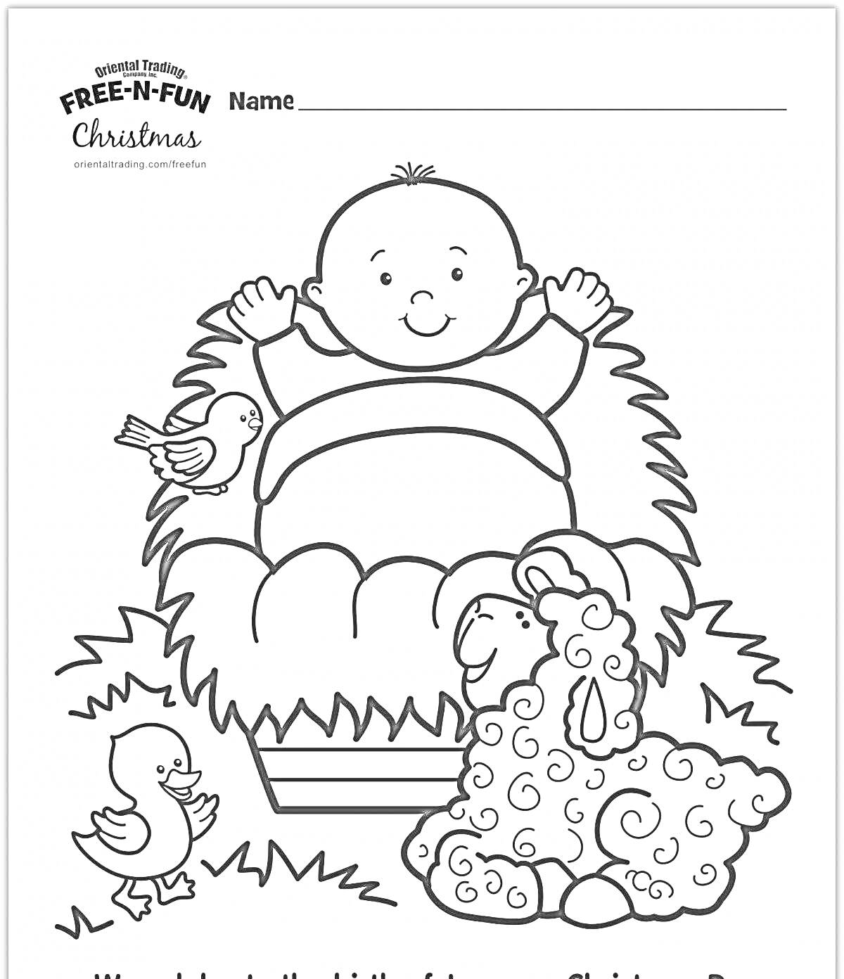 На раскраске изображено: Младенец, Иисус, Ясли, Рождество