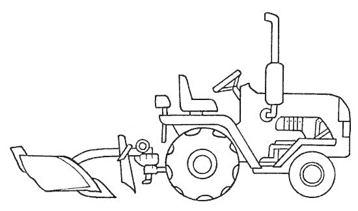 На раскраске изображено: Трактор, Плуг, Сельское хозяйство, Ферма, Техника