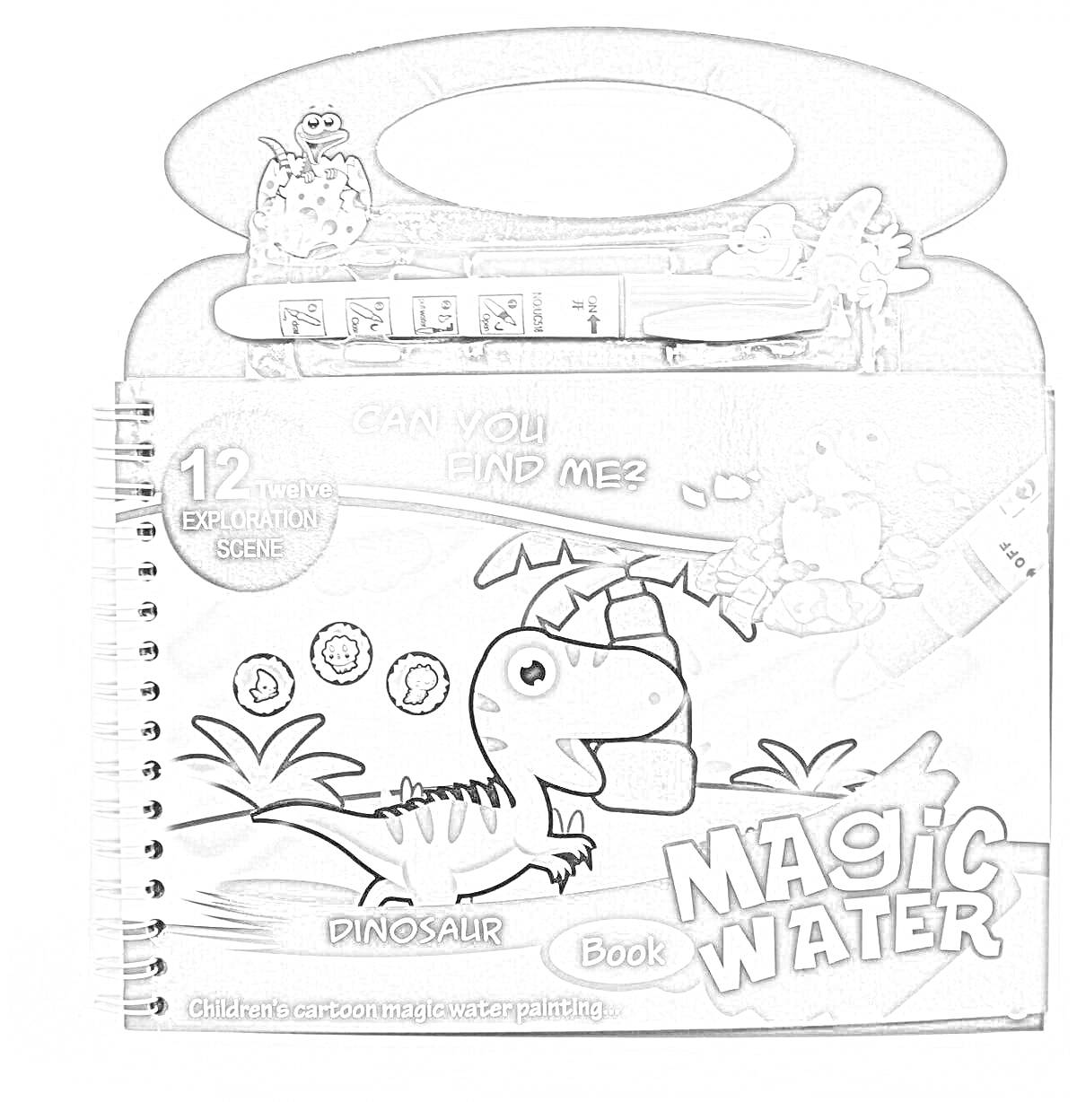 Magic Water Book с динозавром и сценами для исследования