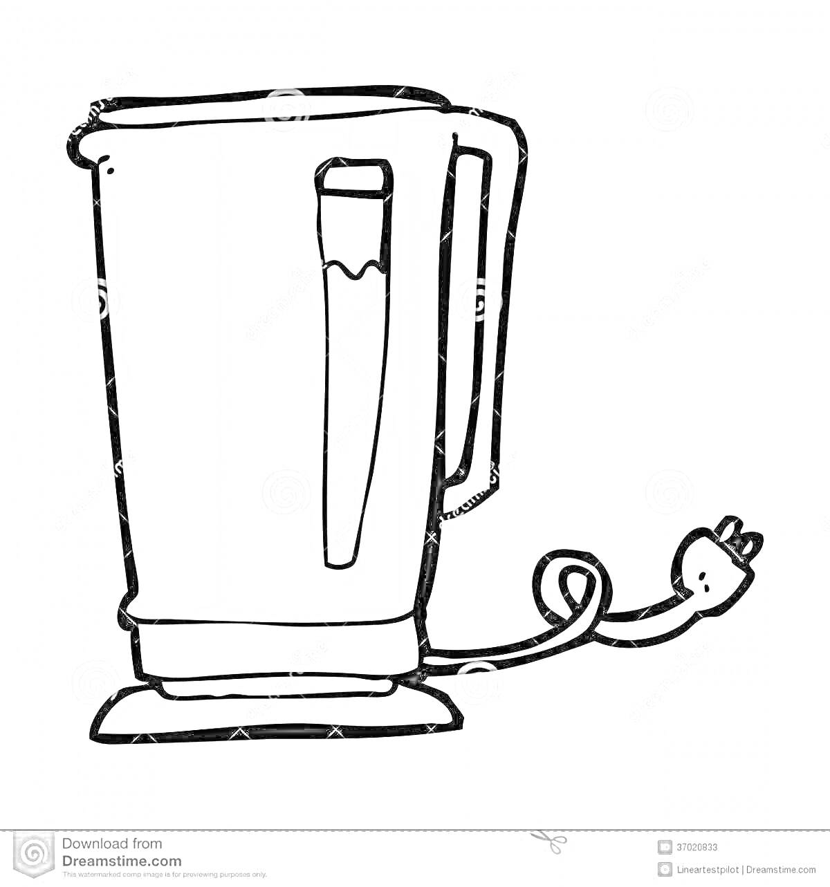Раскраска Электрический чайник с ручкой и шнуром с вилкой
