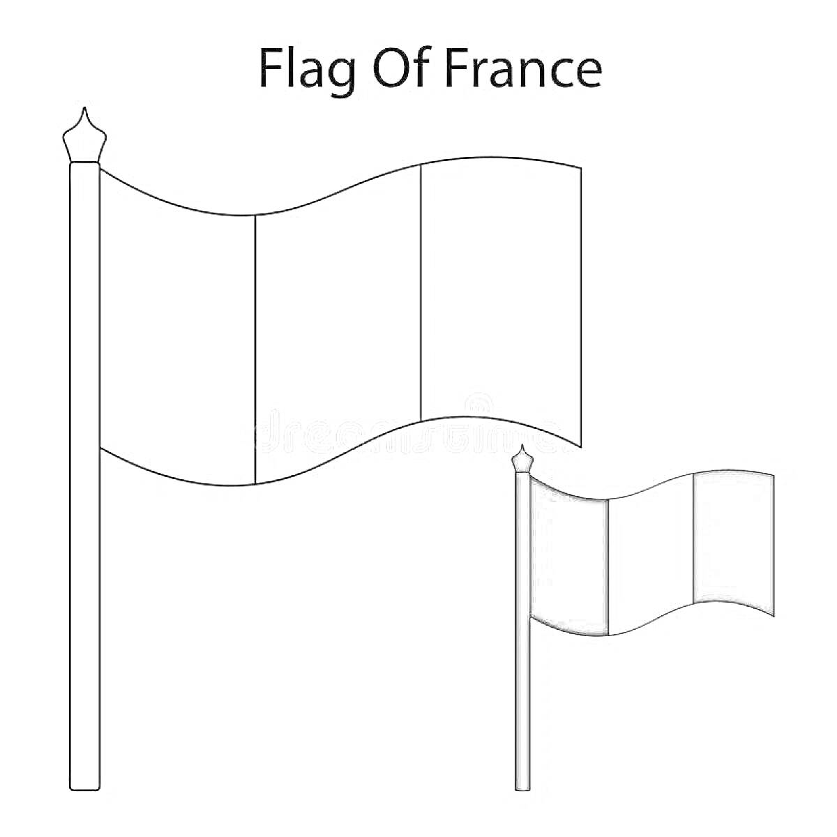 На раскраске изображено: Флаг, Франция, Вертикальные полосы, Государственный символ, Флагшток