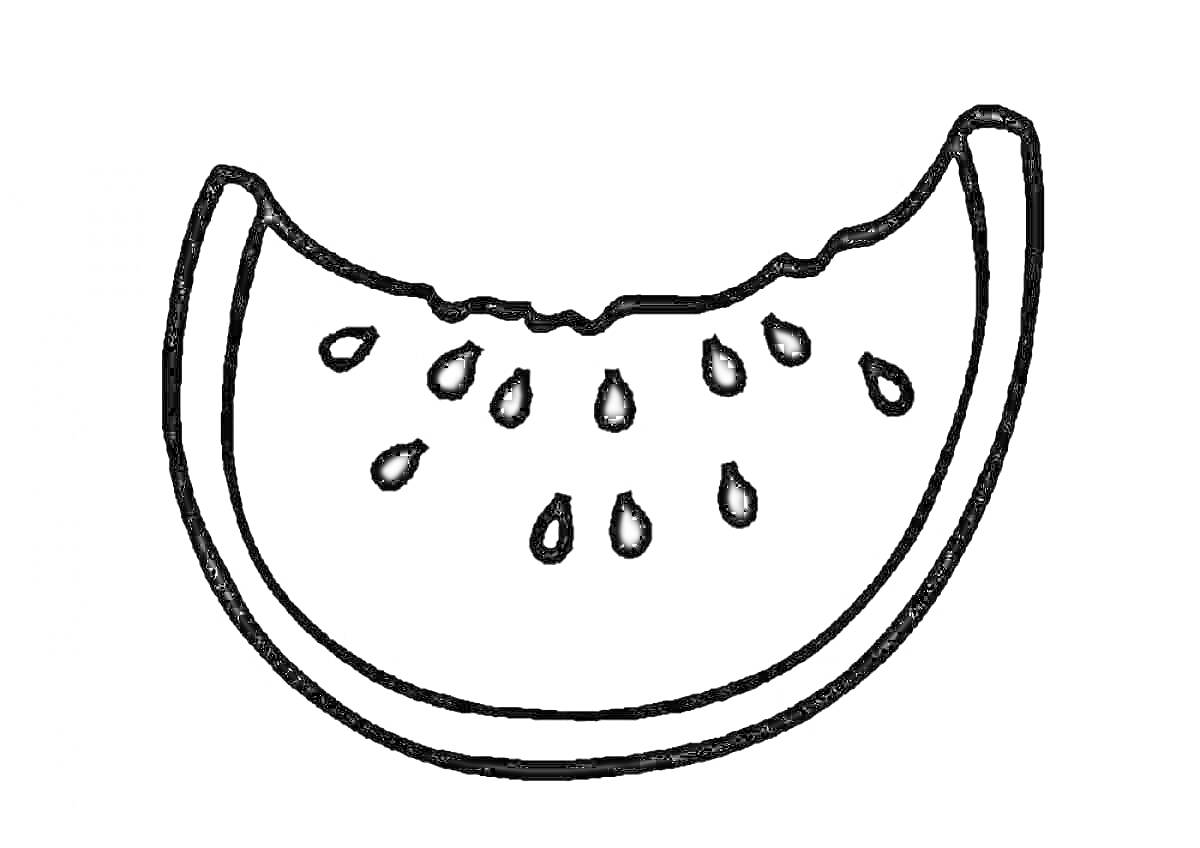 Раскраска ломтик арбуза с семечками