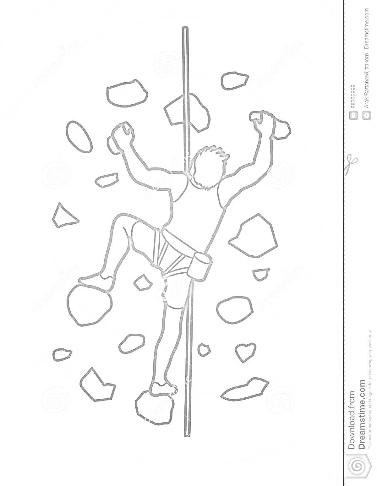 На раскраске изображено: Подъём, Веревка, Блоки, Спорт, Высота, Безопасность