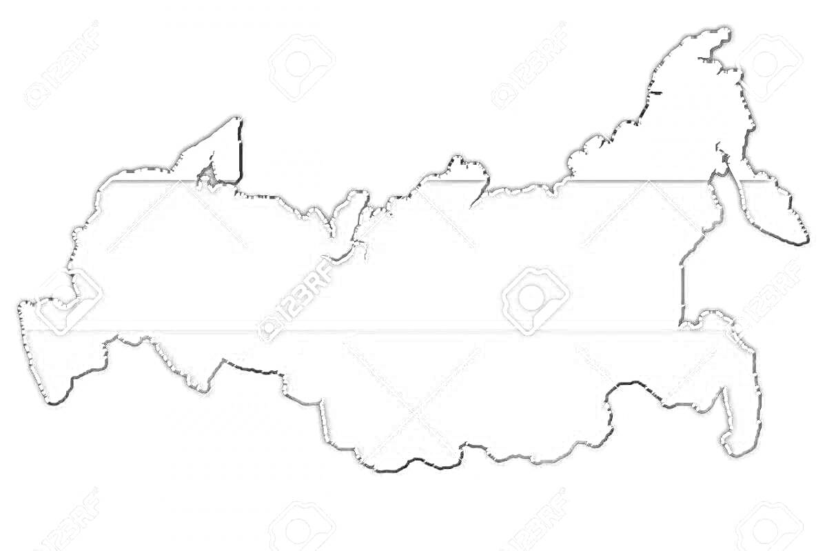 На раскраске изображено: Контурная карта, Карта России, География, Обучение, Окраска
