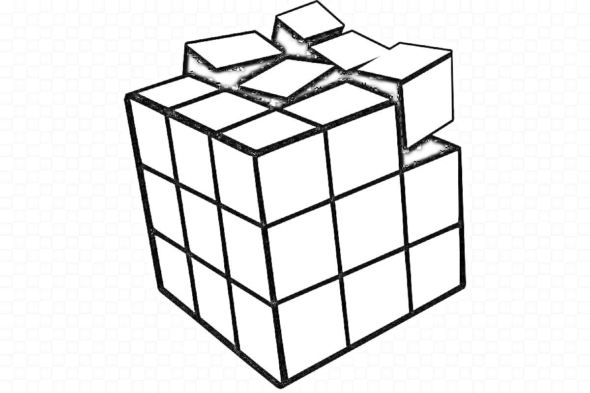 Раскраска Кубик-рубик в разобранном состоянии