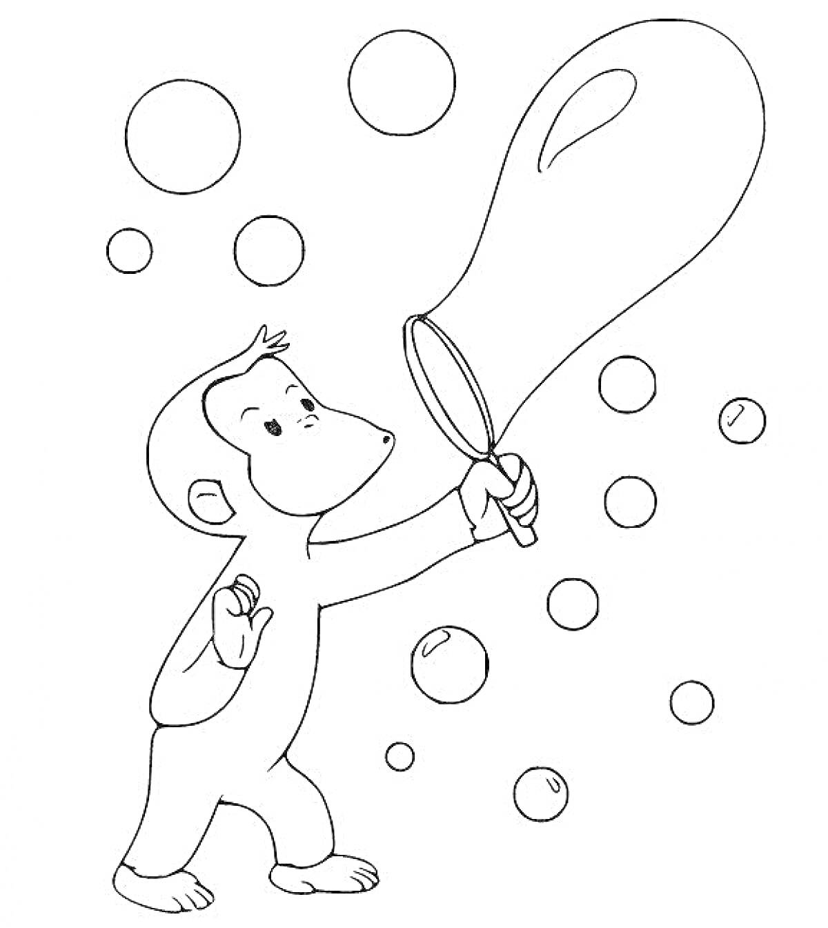 На раскраске изображено: Мыльные пузыри, Пузырёк, Мультипликационный персонаж
