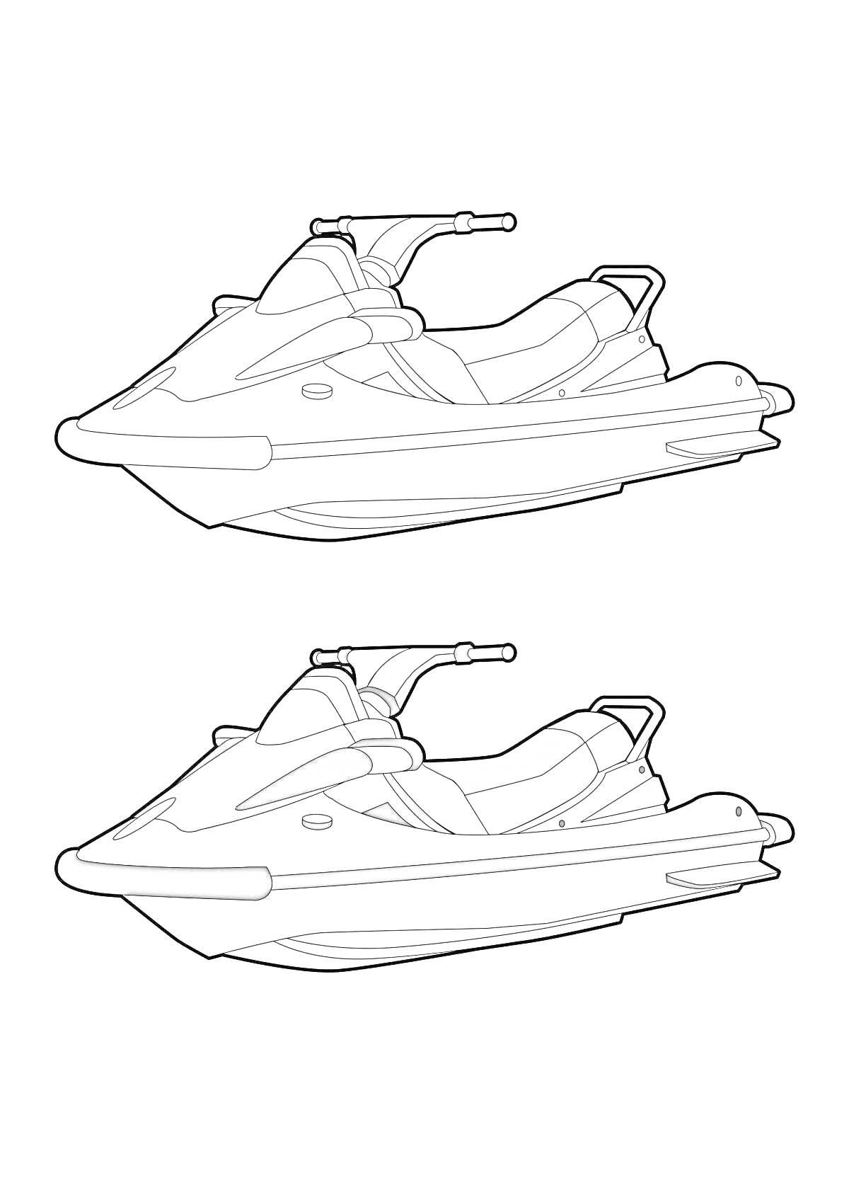 Раскраска Два вида гидроцикла сбоку