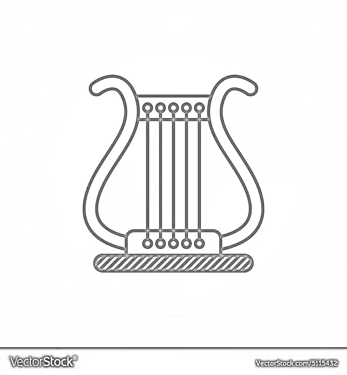 Раскраска Лира с шестью струнами и изогнутыми грифами