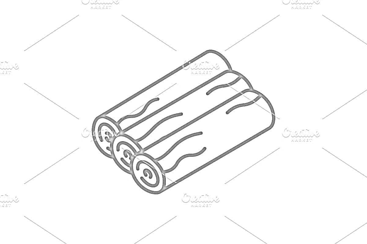 Раскраска Раскраска с изображением трех деревянных поленьев