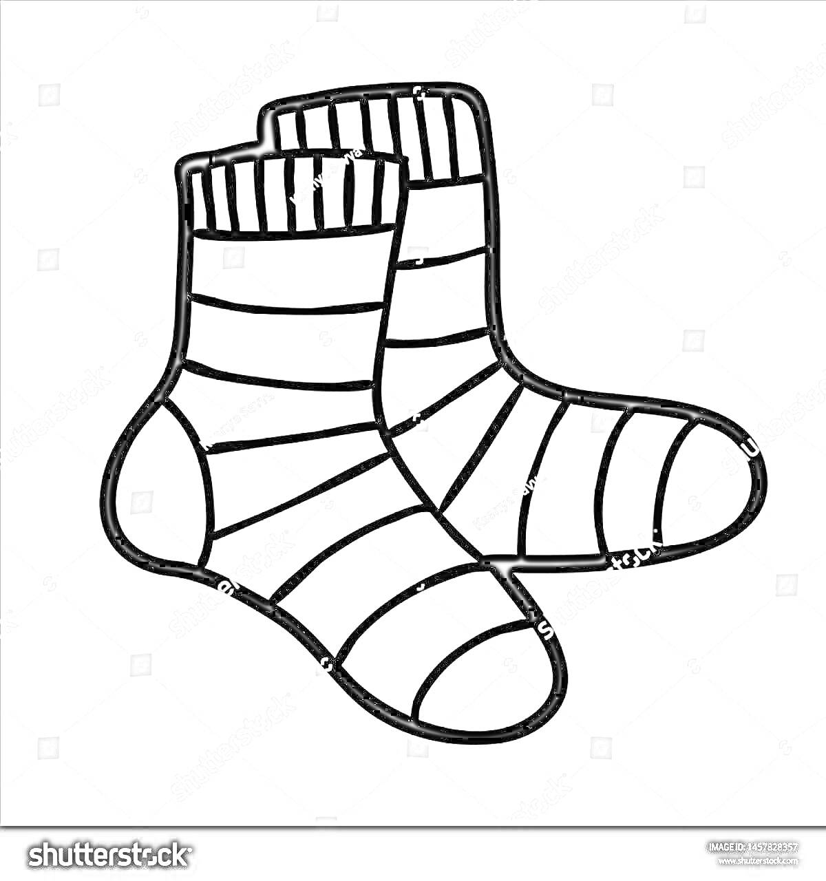 На раскраске изображено: Полосатые носки, Одежда для детей