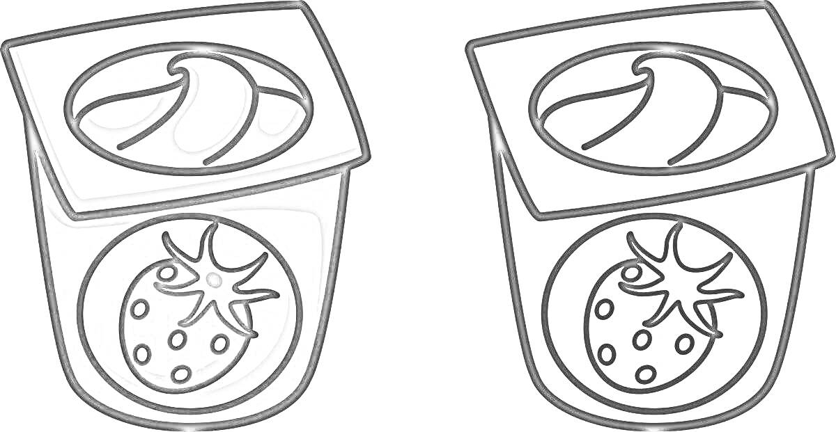 Раскраска Два йогурта для детей с изображением клубники