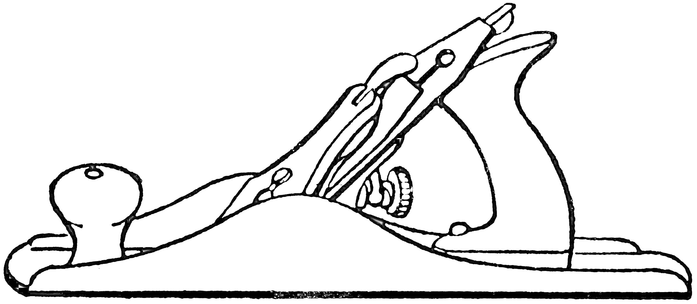 Раскраска Рубанок с ручкой, башмаком, регулировочным винтом и ножом