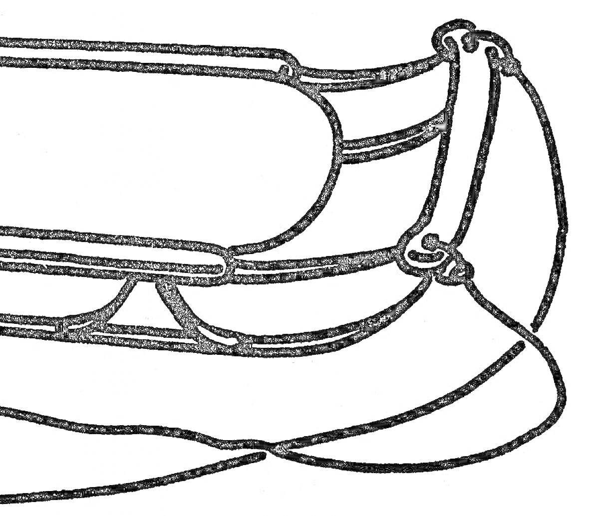 Раскраска Деревянные санки с веревочной тягой