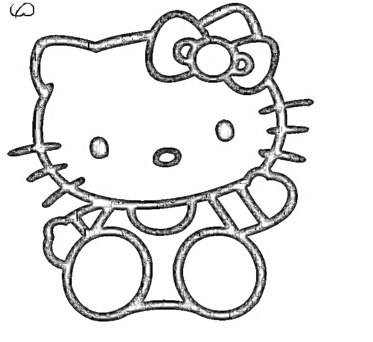 Раскраска hello kitty с бантиком, сидящая