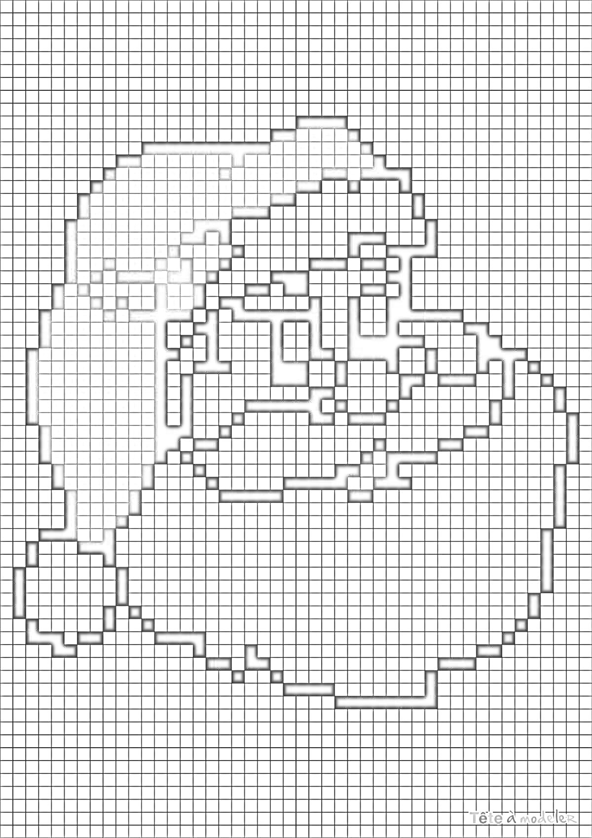 На раскраске изображено: Санта клаус, По клеточкам, Пиксель-арт, Рождество, Дед Мороз, Борода, Ягодки