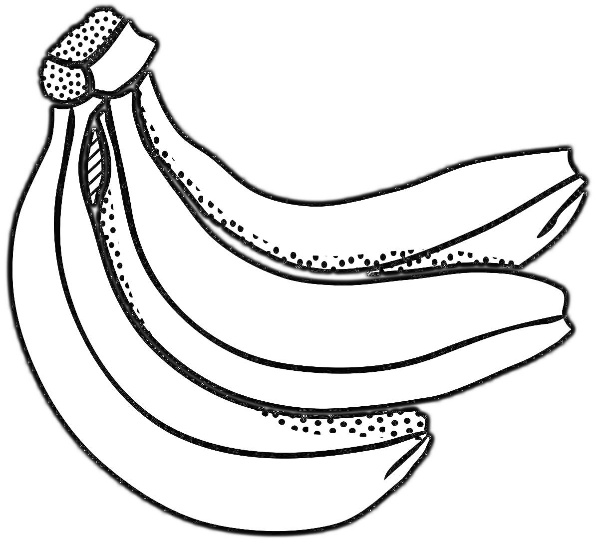 На раскраске изображено: Банан, Фрукты, Связка, Еда, Для малышей