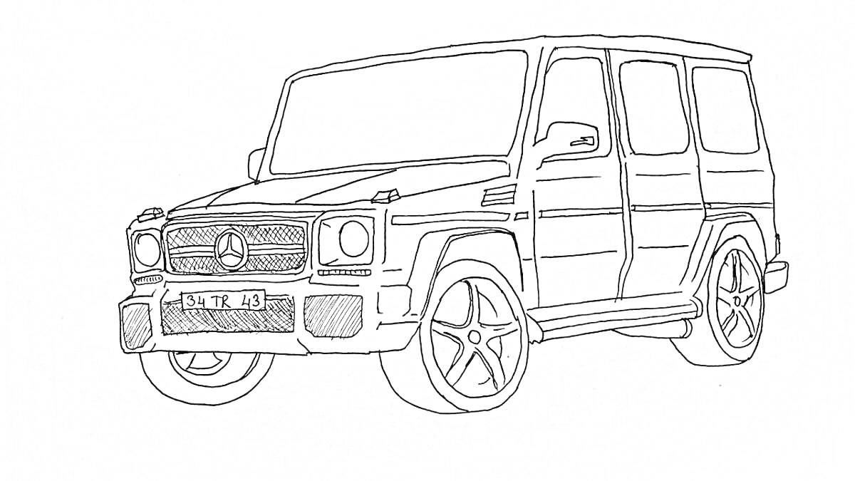 Раскраска Раскраска машины Mercedes-Benz G-класса