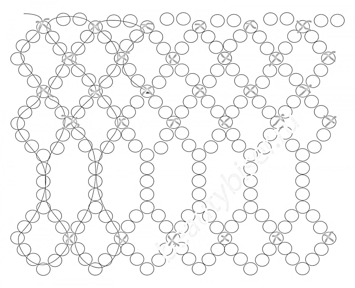 Раскраска Схема для плетения брелка из бисера с узором из ромбов и крестов