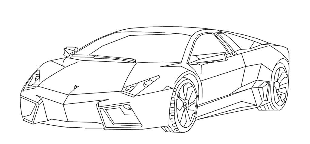 Раскраска Спорткар с аэродинамическим кузовом, боковыми зеркалами, широкими колесами и низкой подвеской.