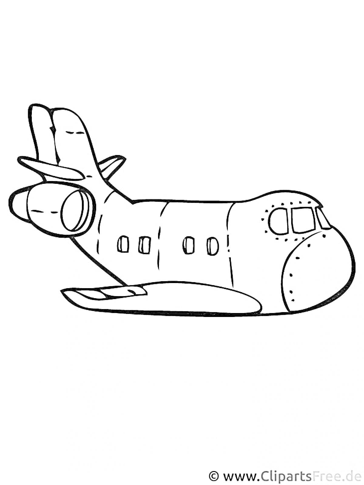 Раскраска Самолет с иллюминаторами