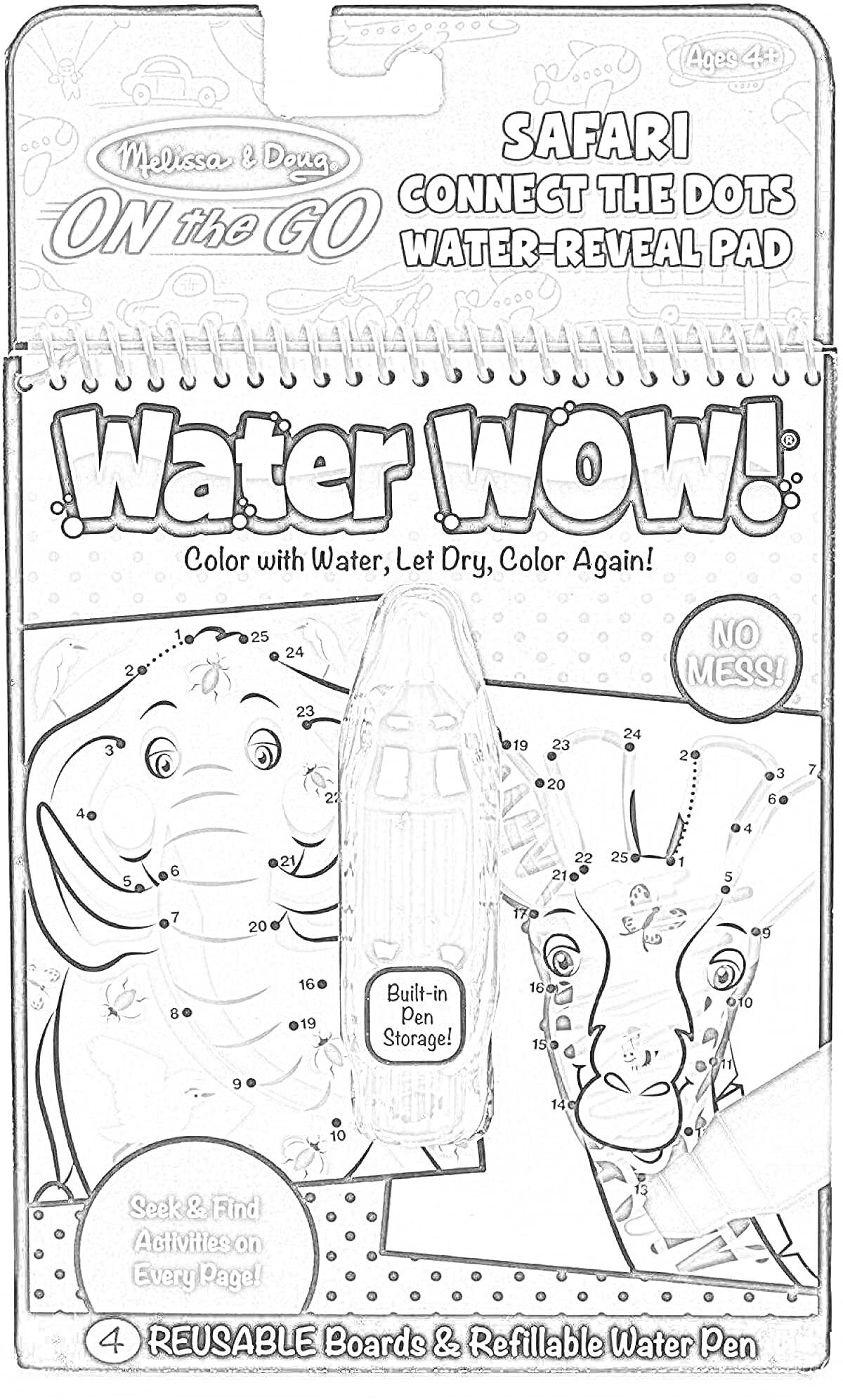 Раскраска Melissa & Doug On The Go Water Wow Safari Connect The Dots Water-Reveal Pad