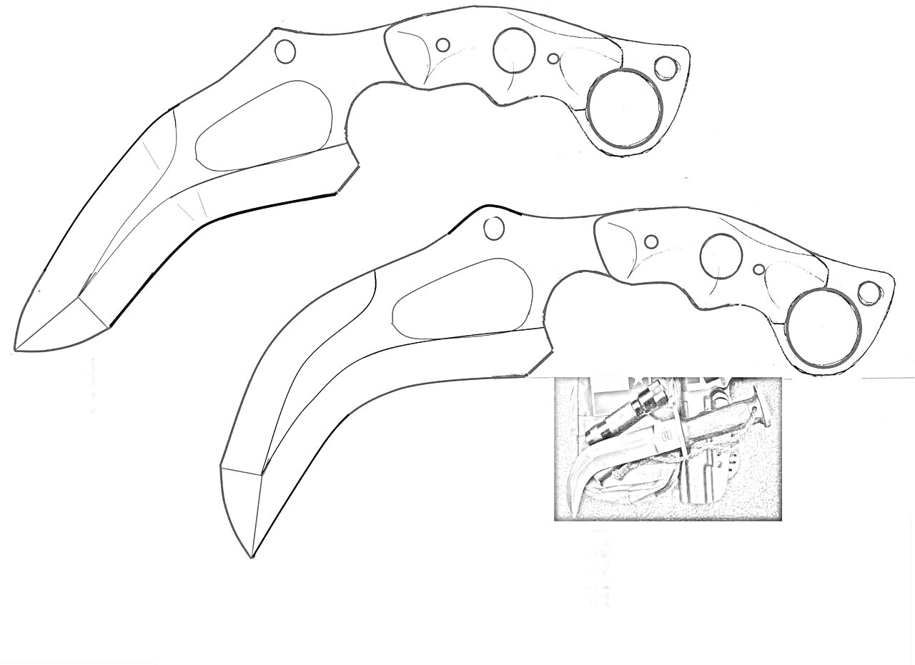 На раскраске изображено: Керамбит, Нож, Оружие