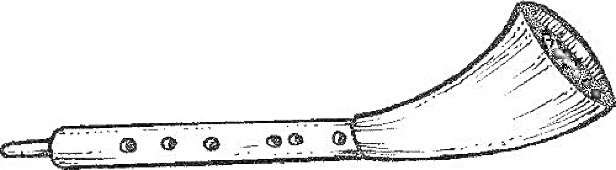 Рожок с отверстиями для пальцев и расширяющейся трубкой