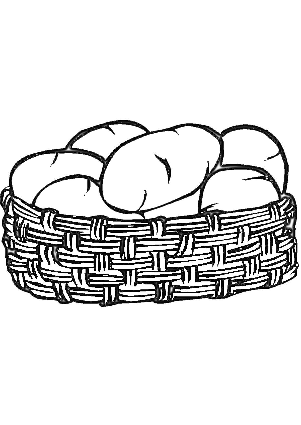 На раскраске изображено: Картофель, Корзина, Овощи, Плетение