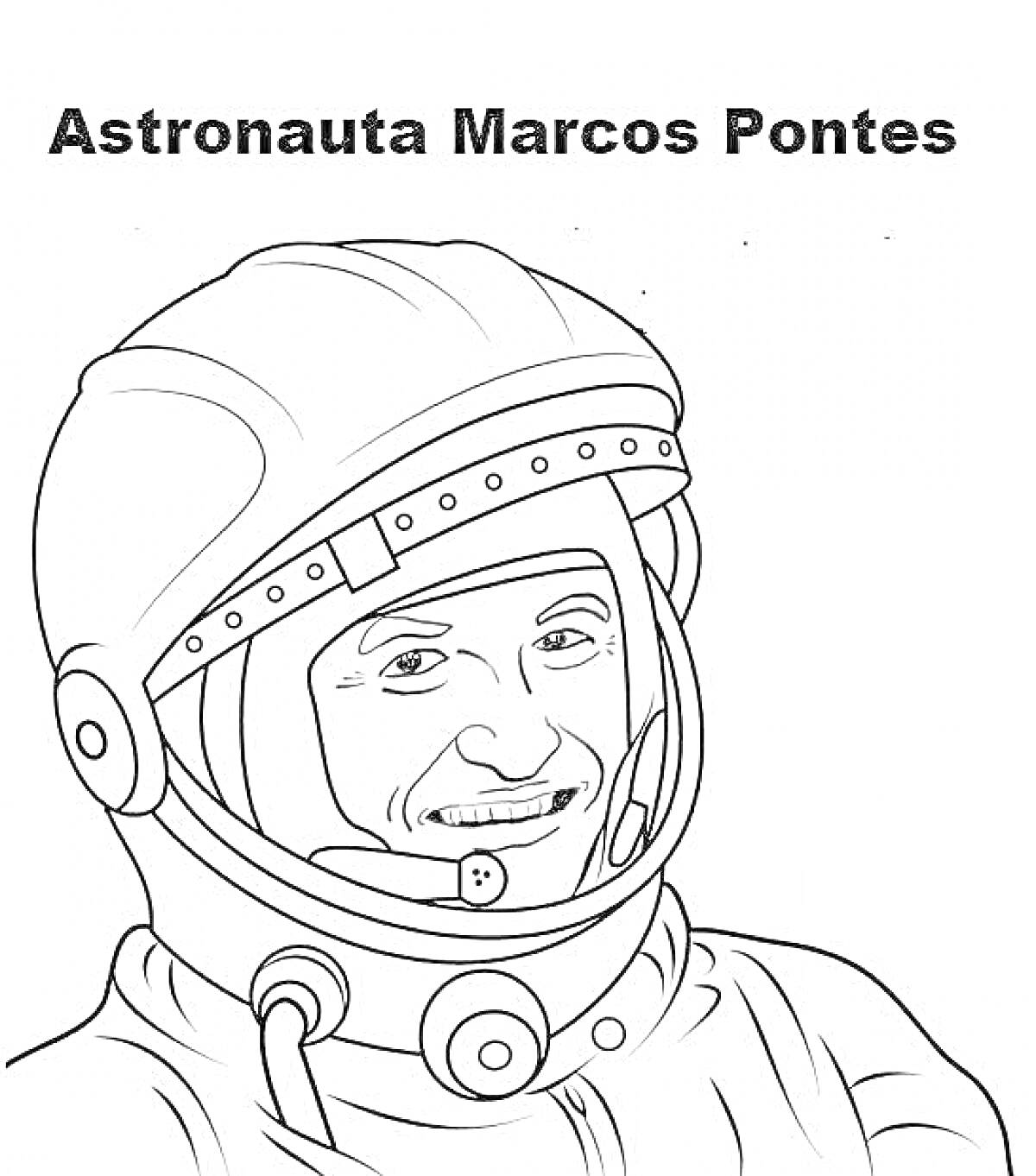 На раскраске изображено: Астронавт, Космический костюм, Лицо