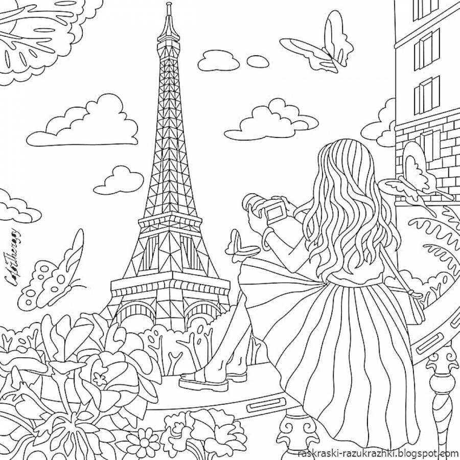Раскраски Эйфелева башня: 340 раскрасок - скачать или распечатать бесплатно