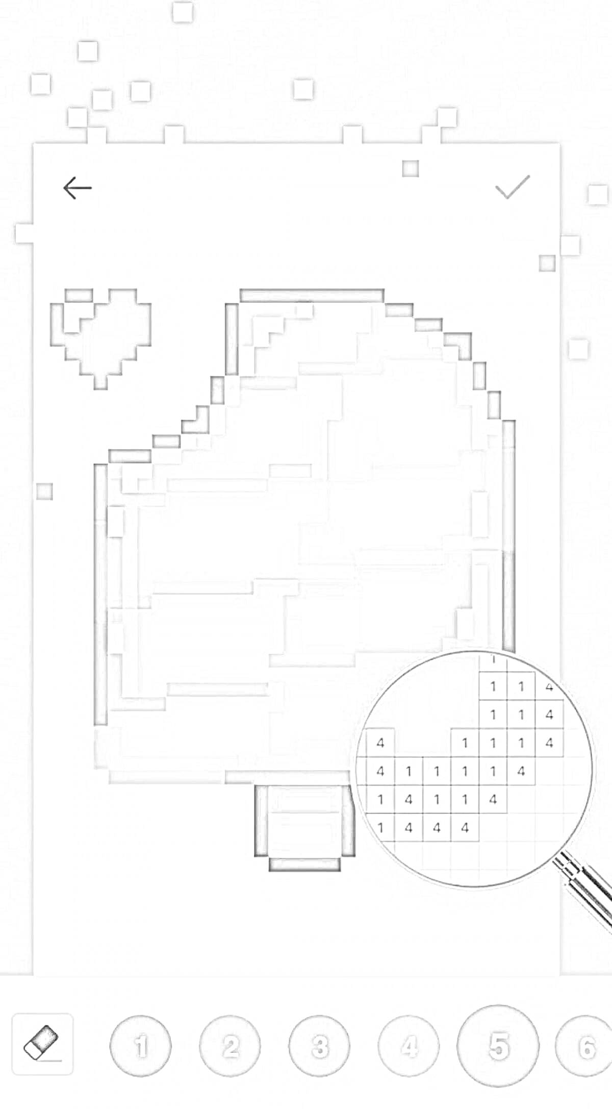 Раскраска Пиксель арт раскраска по цифрам: эскимо и сердце
