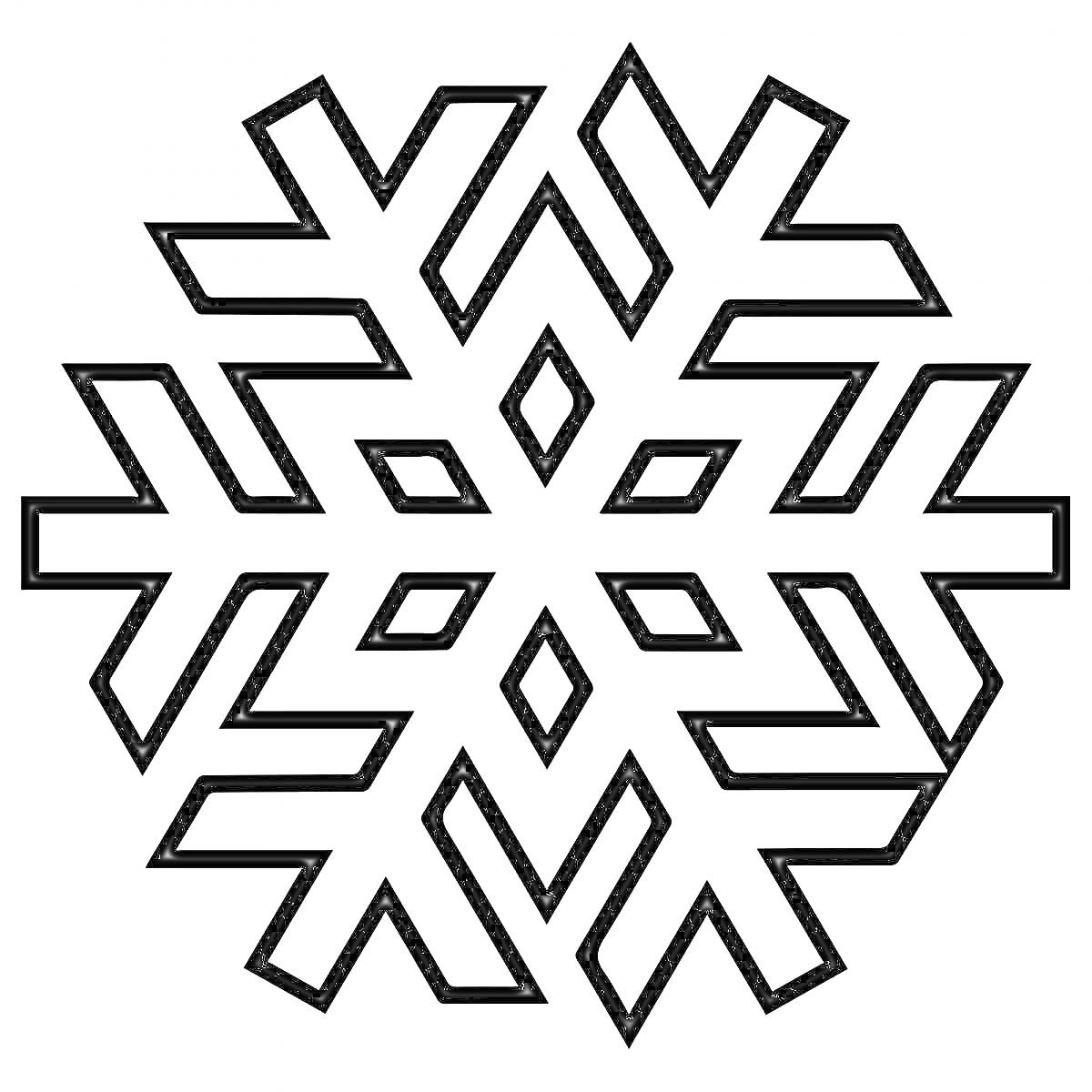 Раскраска Снежинка с геометрическими узорами