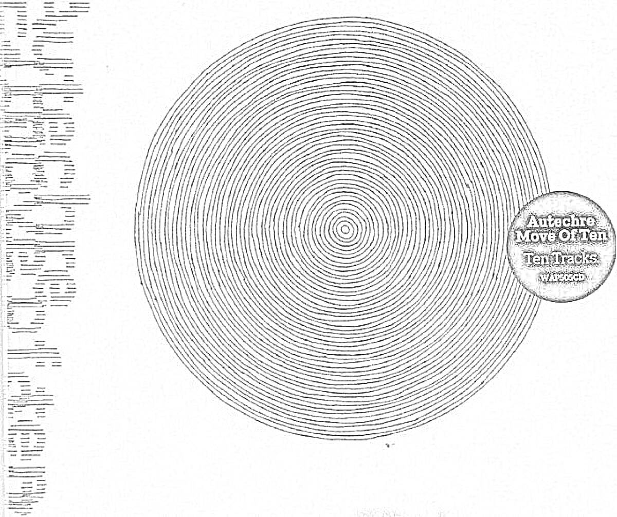 Раскраска Спироглиф круглой формы с наклейкой Autechre Move Of Ten Ten Tracks WAP400 на сером фоне