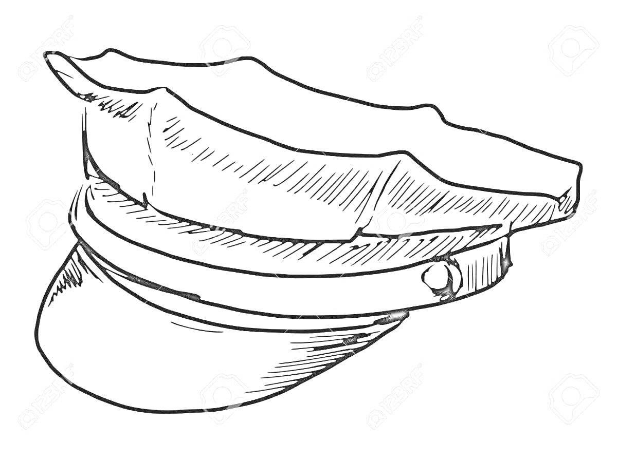Раскраска Фуражка с кнопкой и козырьком