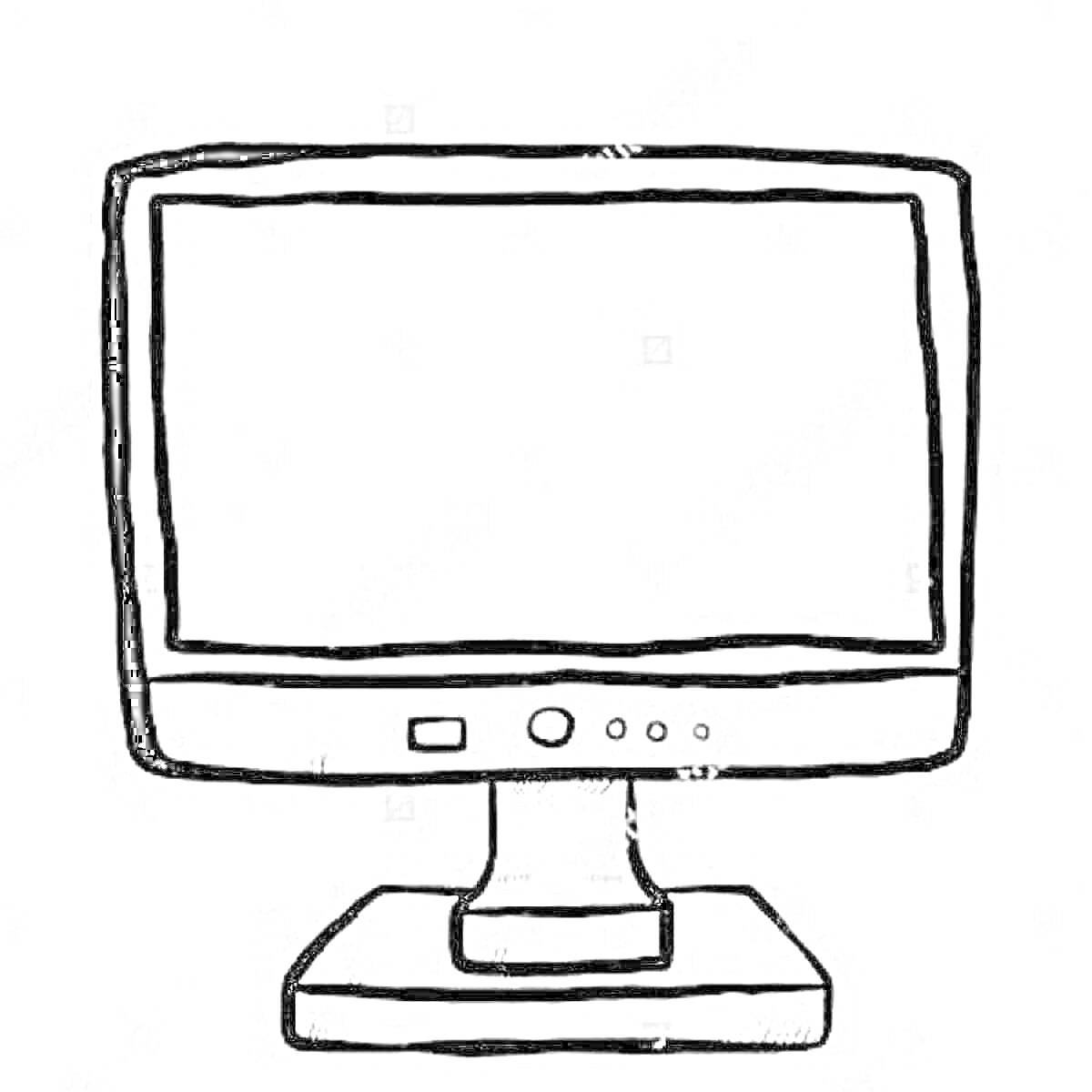 Раскраска Монитор с подставкой и кнопками на передней панели