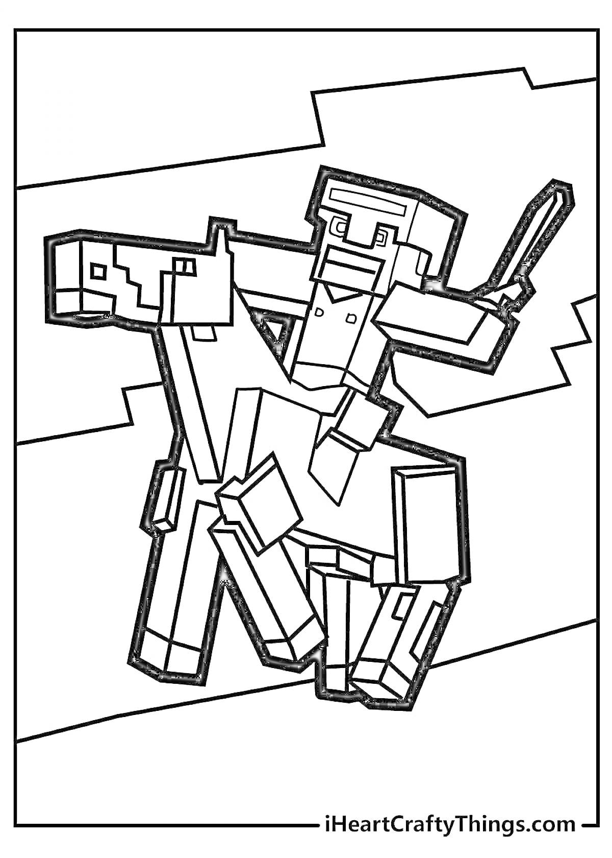 Раскраска Боец в доспехах на лошади с мечом