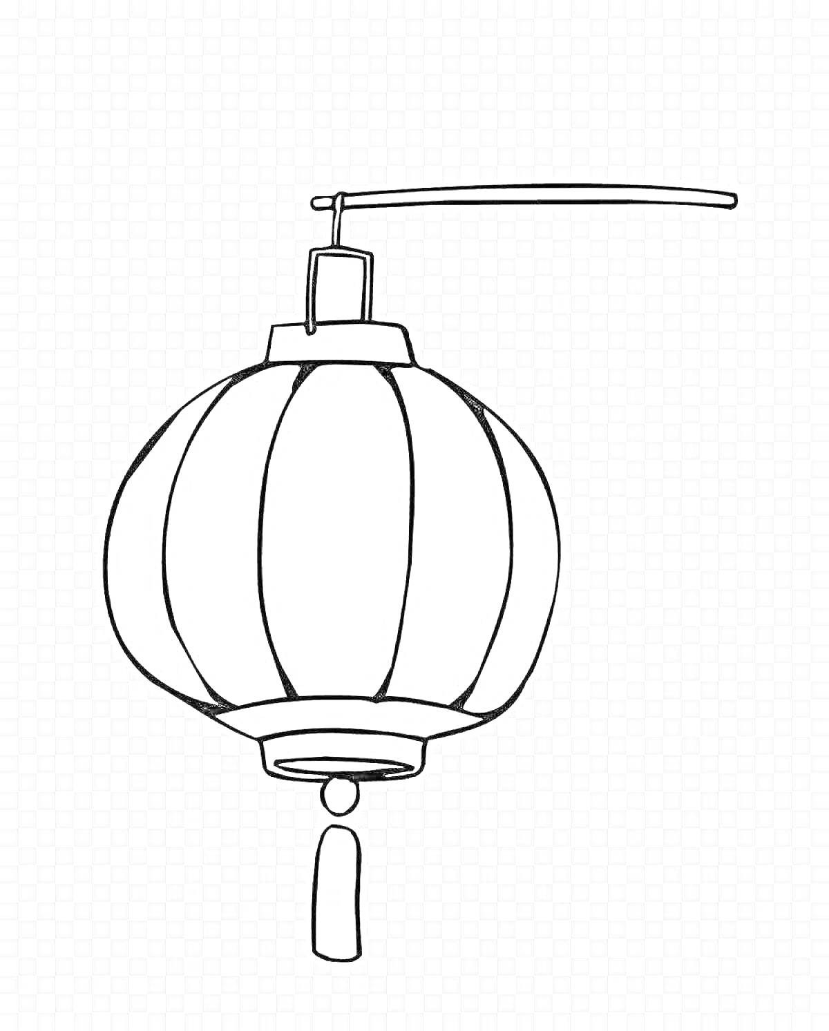 На раскраске изображено: Китайский фонарик, Праздничный декор, Ручка, Традиционный дизайн